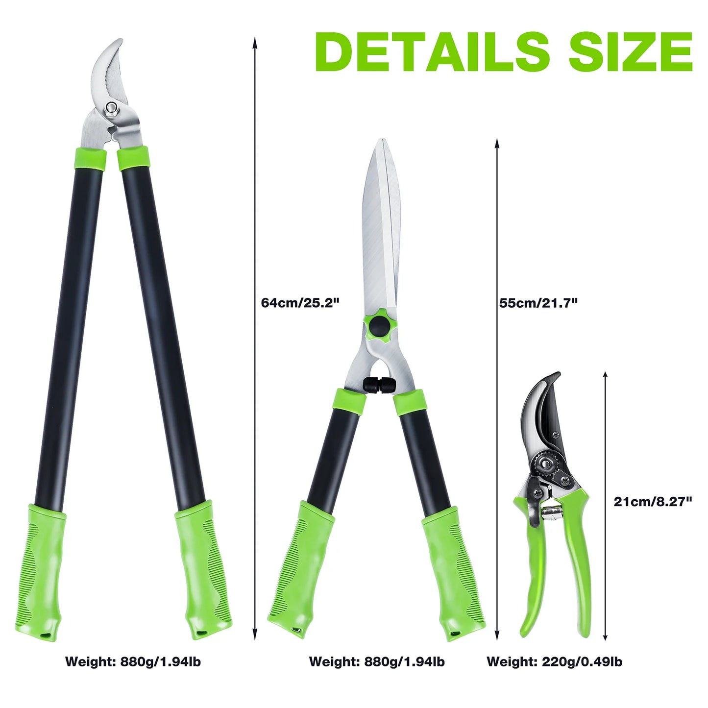 Loppers Hedge Clippers & Pruners Set, 3PCS Garden Tools, Heavy Duty Tree & Shrub Care Kit , Ideal for Indoor Outdoor Gardening