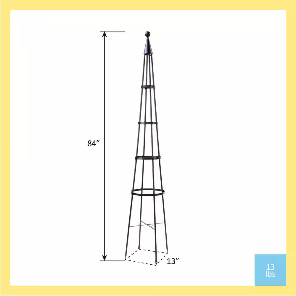 Obelisk Garden Trellis, 84 In. Tall Graphite Powder Coat Finish