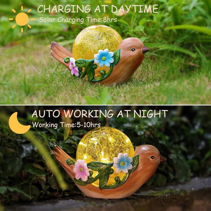 Garden Bird Atue, Garden Bird Sculptures with Solar LED Lights for Artiic Deration of Outdoor Sidewalks, Patios, and Lawns