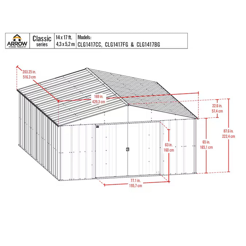 14-Ft X 17-Ft Classic Galvanized Steel Storage Shed