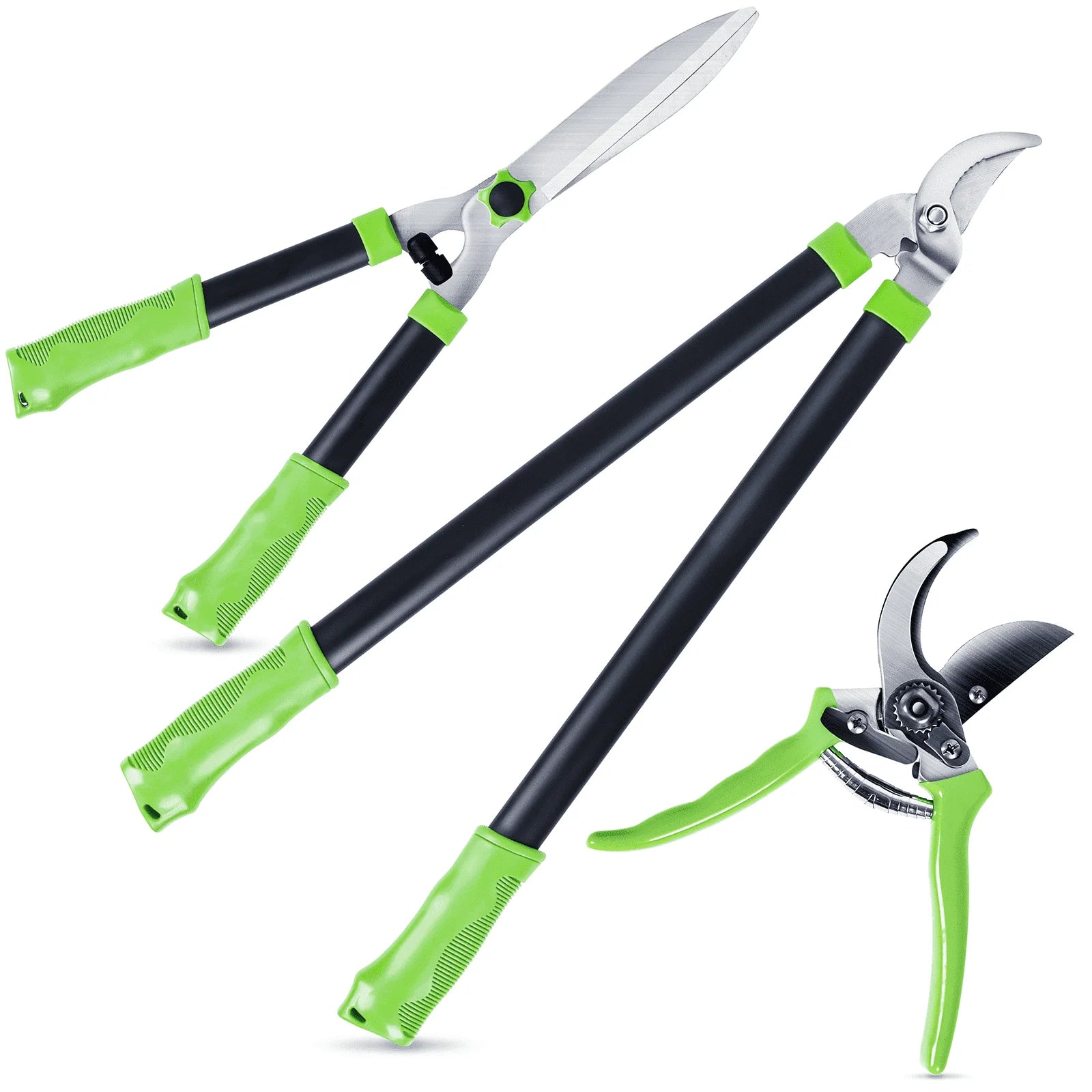 Loppers Hedge Clippers & Pruners Set, 3PCS Garden Tools, Heavy Duty Tree & Shrub Care Kit , Ideal for Indoor Outdoor Gardening