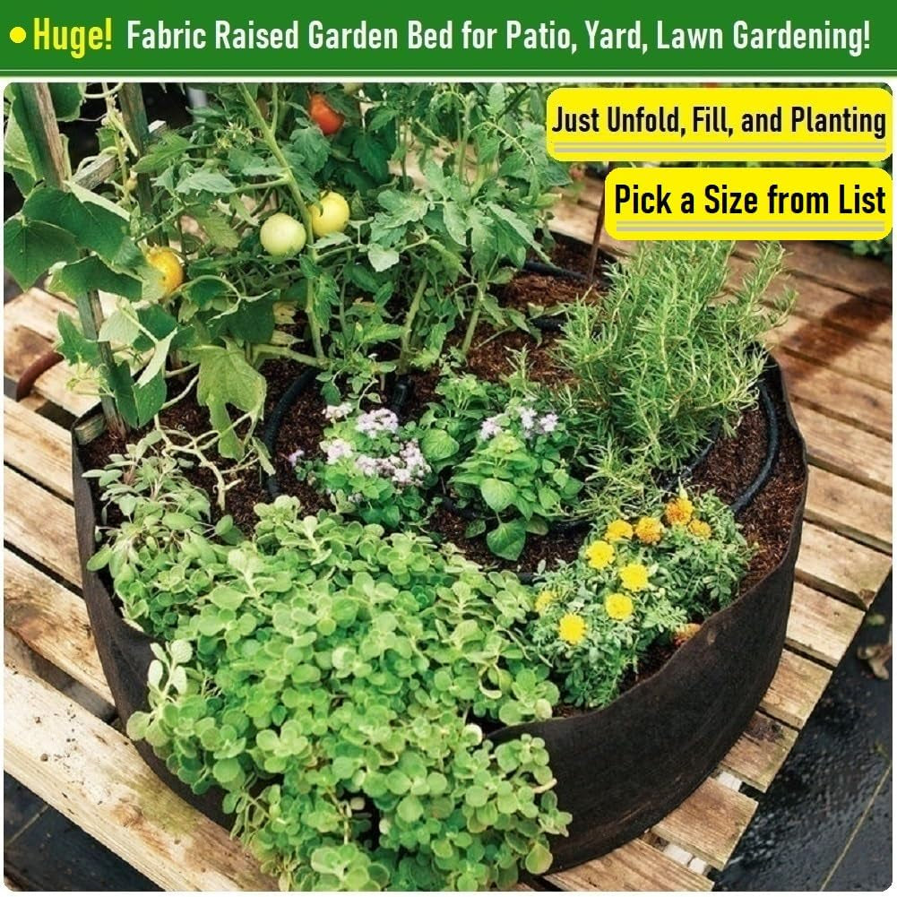 100 Gallon Large Raised Garden Bed Bag Big (40X20 Inch) Sturdy Plant Grow Bag for Tomato,Potato Planter Bag,Herb Veggies Planter,Flower Bed,Yard Waste Bag,Lawn Debris Bag,Leaf Bag,Garden Bag W/ Gloves