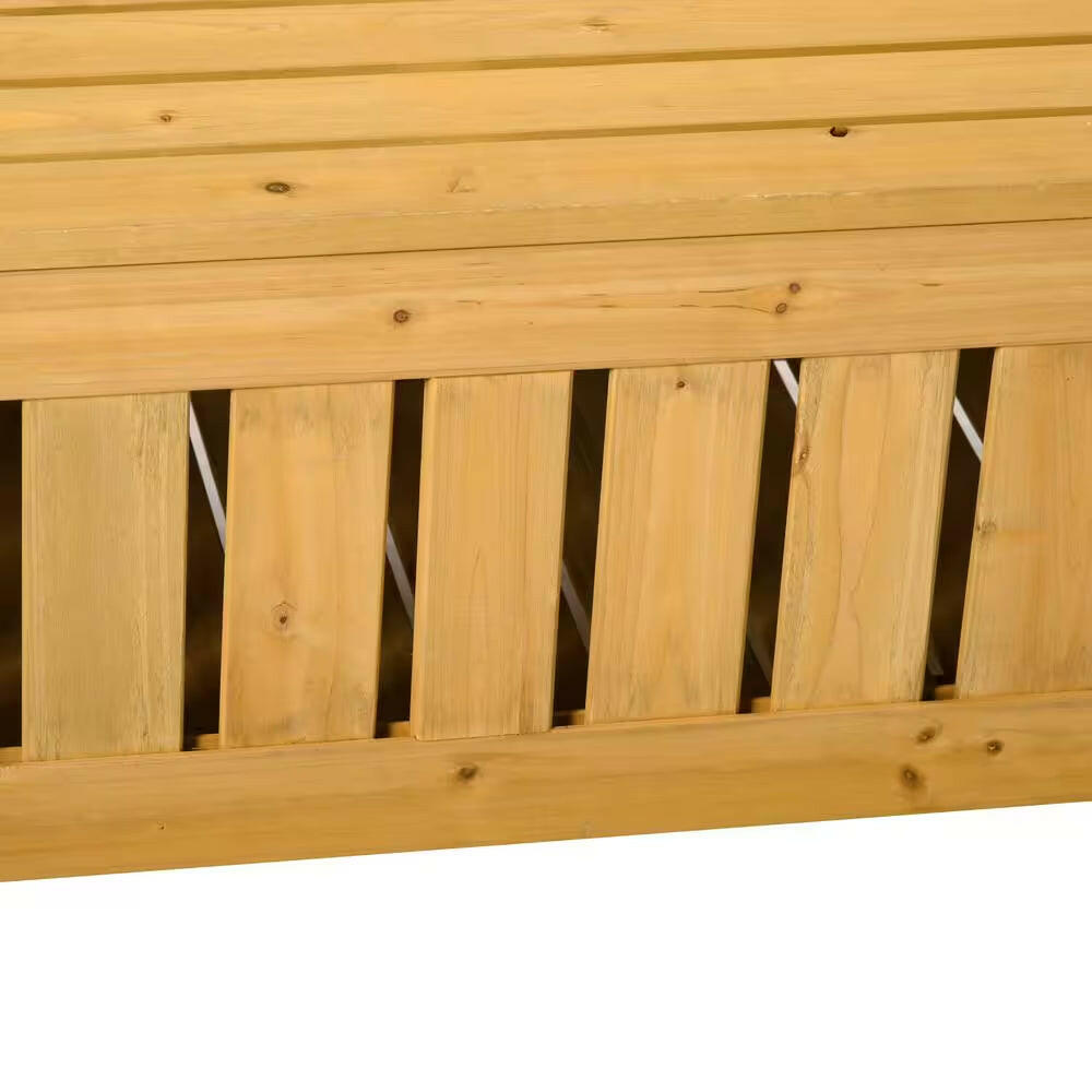 29 Gal. Yellow Fir Wood Outdoor Storage Bench with Waterproof Frame, Large Entryway Deck Box