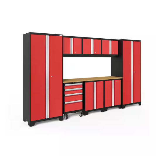 Bold Series 9-Piece 24-Gauge Steel Garage Storage System in Deep Red (132 In. W X 76.75 In. H X 18 In. D)