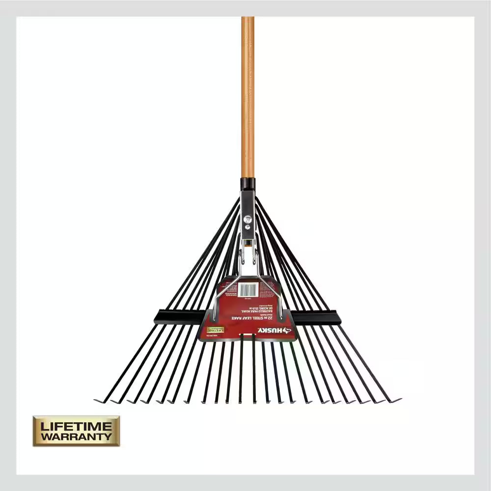 53 In. Long Wood Handle 22 In. Steel Leaf Rake