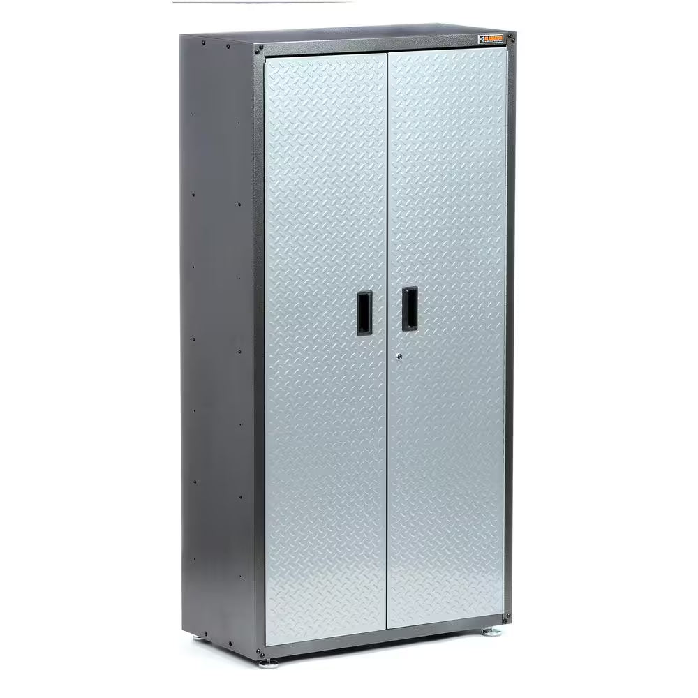 Ready-To-Assemble Steel Freestanding Garage Cabinet in Silver Tread (36 In. W X 72 In. H X 18 In. D)