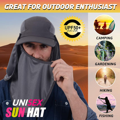 Sun Cap Fishing Hat Baseball Cap with Face Neck Cover Flap