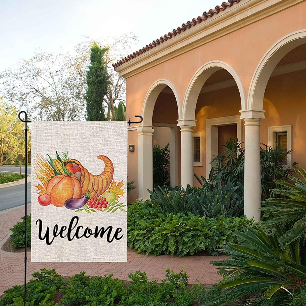 Garden Decor Thanksgiving Garden Flag Outdoor Decor 18.9X12.8 Inch Welcome Home Yard Sign Garden Flags