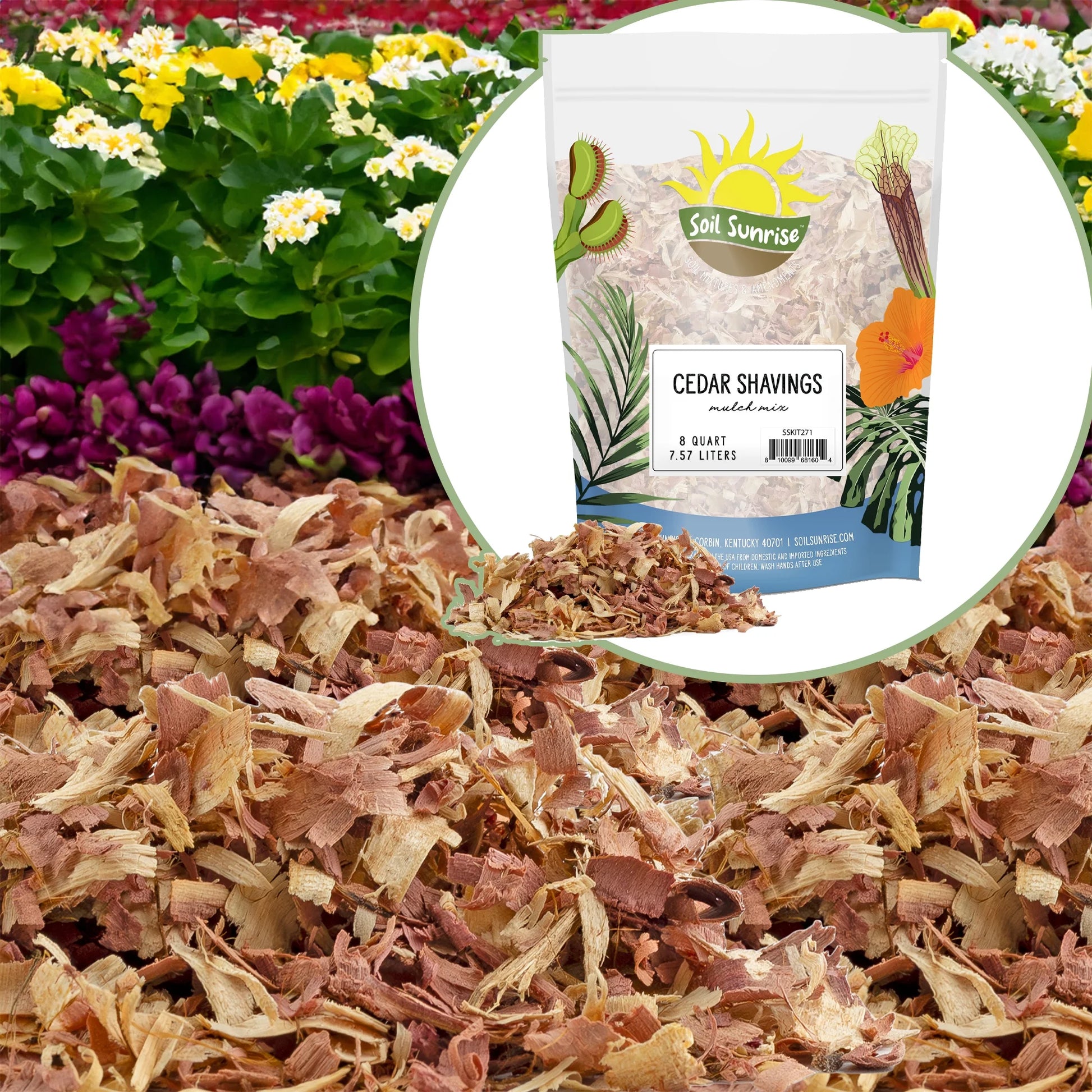 Natural Cedar Shavings Mulch / Bedding (8 Quarts), Garden Mulch and Small Animal Pet Bedding