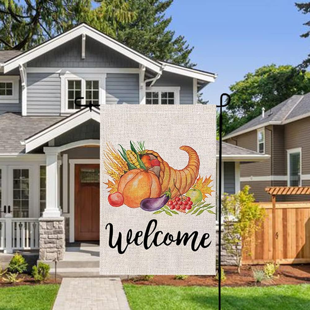 Garden Decor Thanksgiving Garden Flag Outdoor Decor 18.9X12.8 Inch Welcome Home Yard Sign Garden Flags