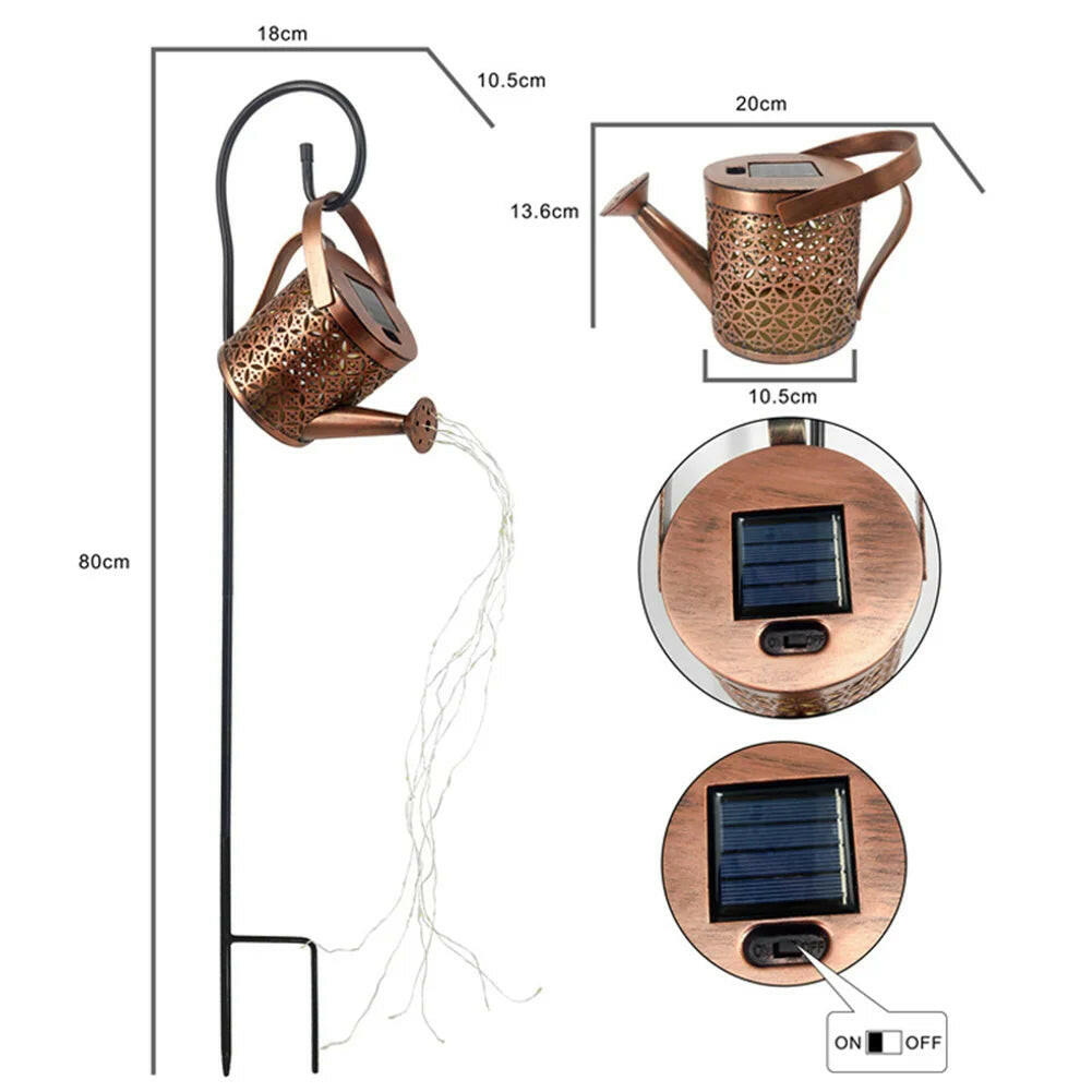 Hollow Wrought Star Shower Lamp Solar Watering Can Fairy Light Garden Decoration Shower& Light Lawn Courtyard Decorations