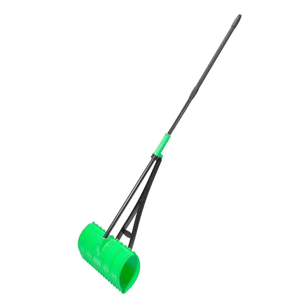 17 In. 3-In-1 Lime Green Ergonomic Pickup Rake with Telescopic Rubber Grip Steel Handle