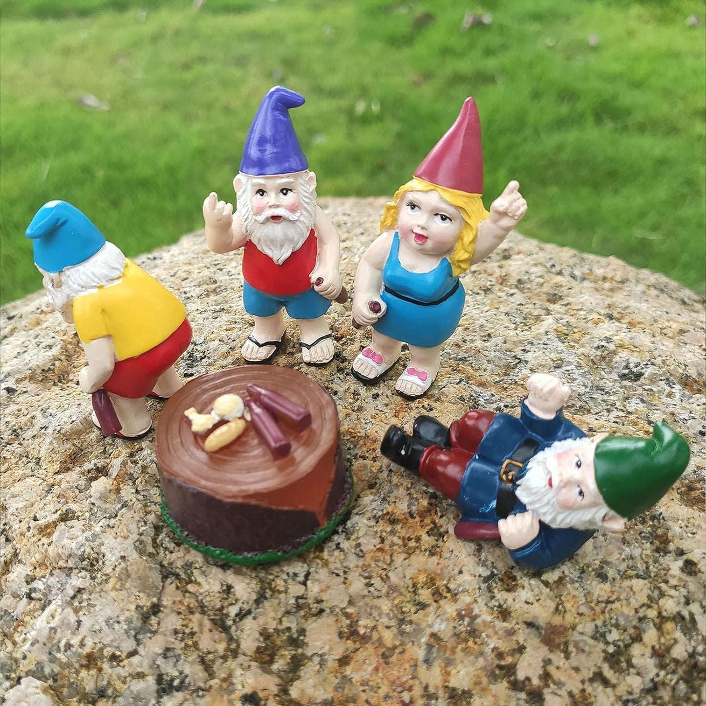 Garden Gnomes, Fairy Garden Accessories-5Pcs Funny Garden Gnomes Statues for Fairy Garden, Miniature Garden, Aquarium, and for Home, Office Decorations.