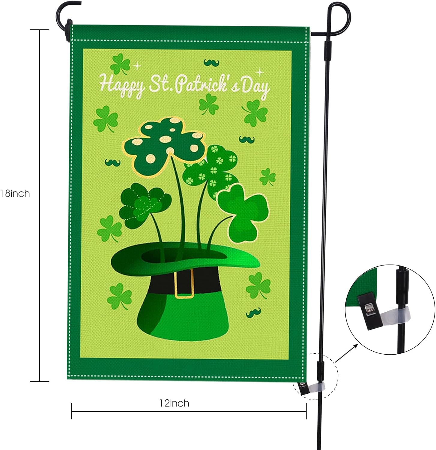 St Patricks Day Garden Flag- Irish Garden Flag, Spring Garden Flag, 12×18 Inch,Gnome Garden Flags for Outside,Double Sided Vertical Yard Flags ,Garden Decor for Outside