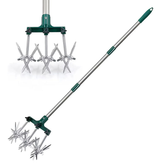 Rotary Cultivator Set, Adjustable Gardening Rotary Tiller and Hand Garden Cultivator Tool