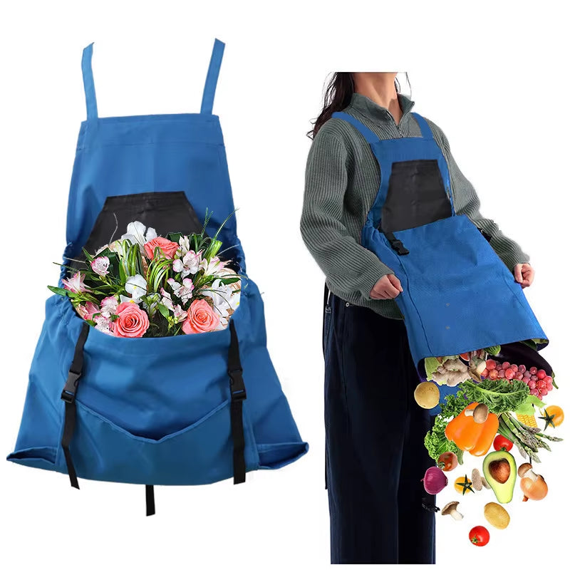 Outdoor Picking Large Pocket Apron Gardening Quick Release Harvest Apron Backpack Tool Apron Picking Bag