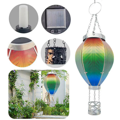 Flickering Flame Hot Air Balloon Paper Lantern Outdoor Solar Garden Light IP65 Waterproof Hanging Paper Lamp Holiday Party Decor