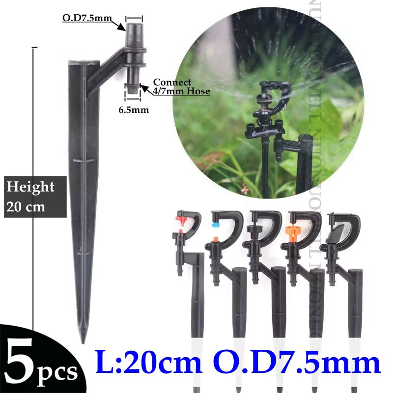 5Pcs Length:13~50Cm O.D6Mm 7.5Mm Irrigation Sprinkler Nozzle Support Spike Watering Sprinklers Stakes Garden Water Connectors