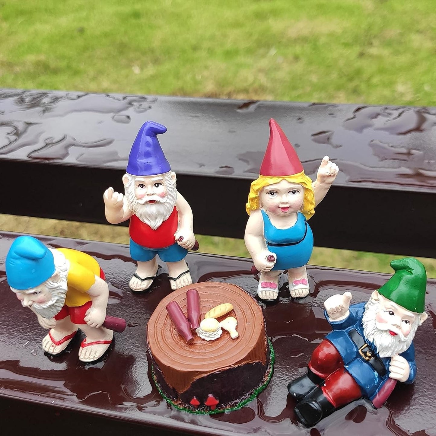 Garden Gnomes, Fairy Garden Accessories-5Pcs Funny Garden Gnomes Statues for Fairy Garden, Miniature Garden, Aquarium, and for Home, Office Decorations.