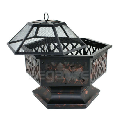 Outdoor Backyard Fireplace Campfire Patio Wood Burning Hex Shaped Bowl