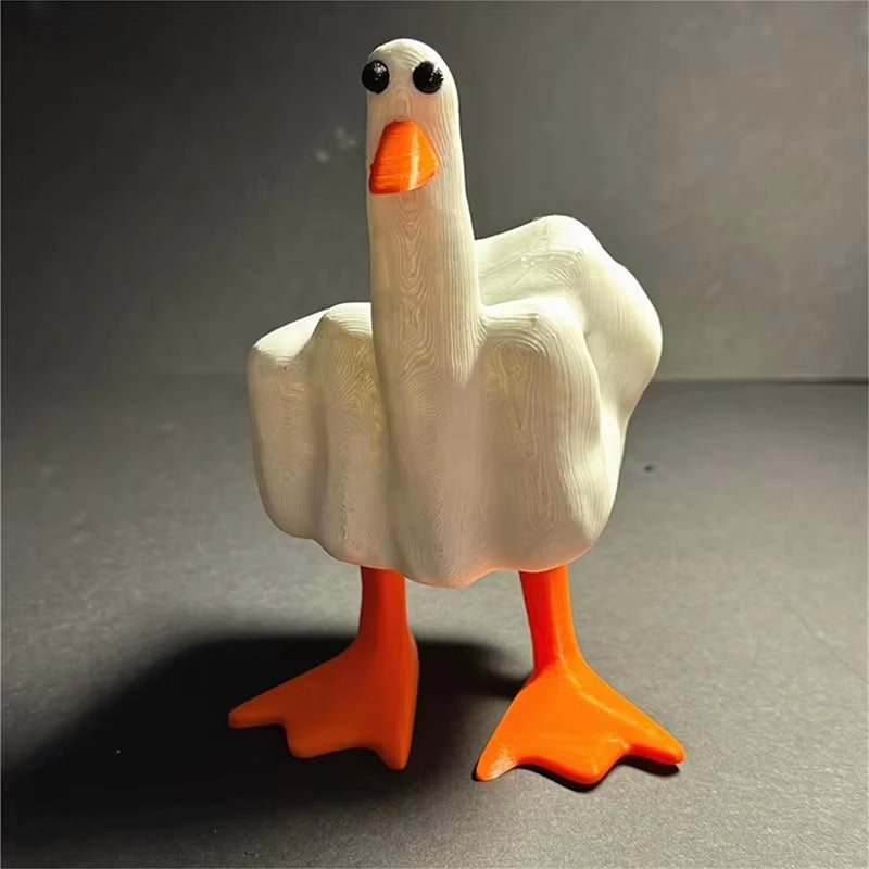 Funny Little Duck Figurine Ornament Decor Cute Middle Finger Resin Garden Statue Craft Home Garden Sculpture Creative Gift