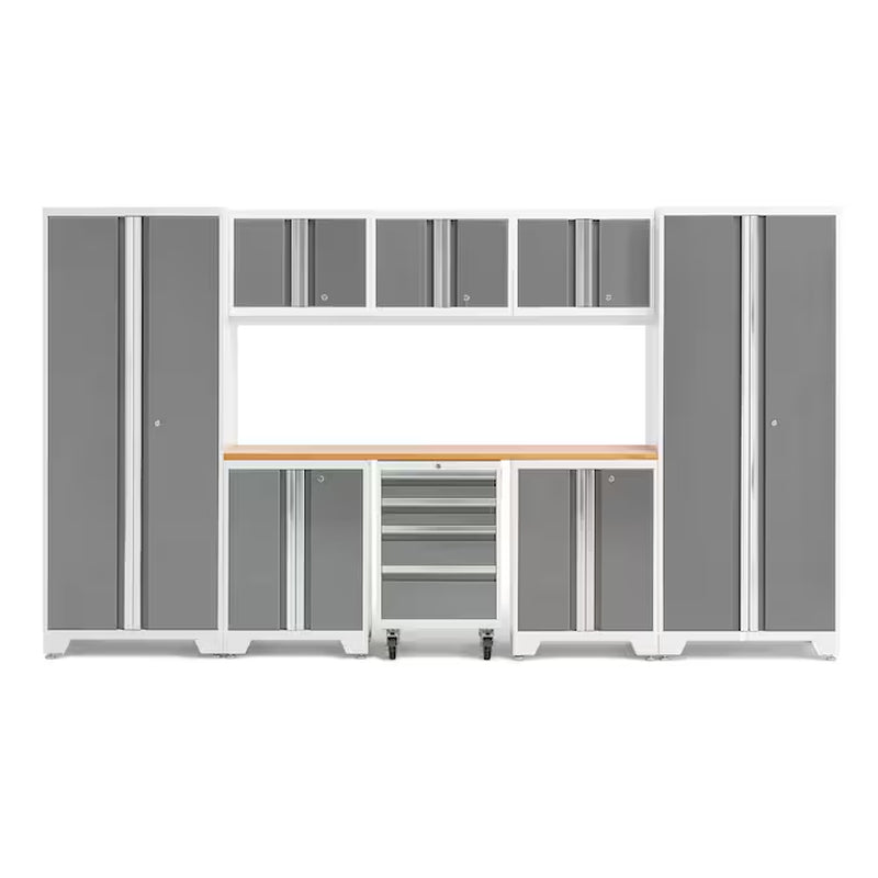 132-In W X 76.75-In H 8-Cabinets Steel Charcoal Gray Garage Storage System