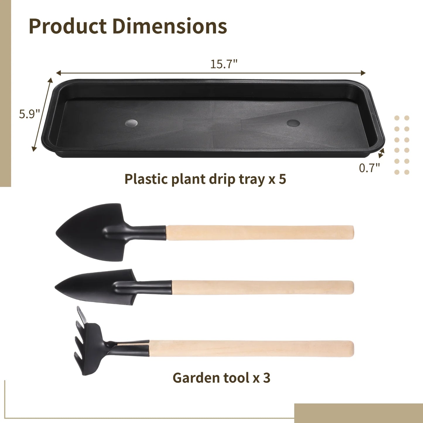 5 PCS Plastic Plant Drip Trays for Planters, Black Saucers Pots Trays, 15.7 X 5.9 X 0.7 Inches Rectangular Saucer Pans for Indoors Outdoors