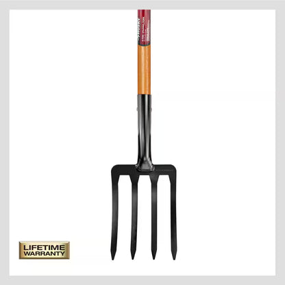 28 In. D-Grip Short Wood Handle 4-Tine Spading Garden Fork