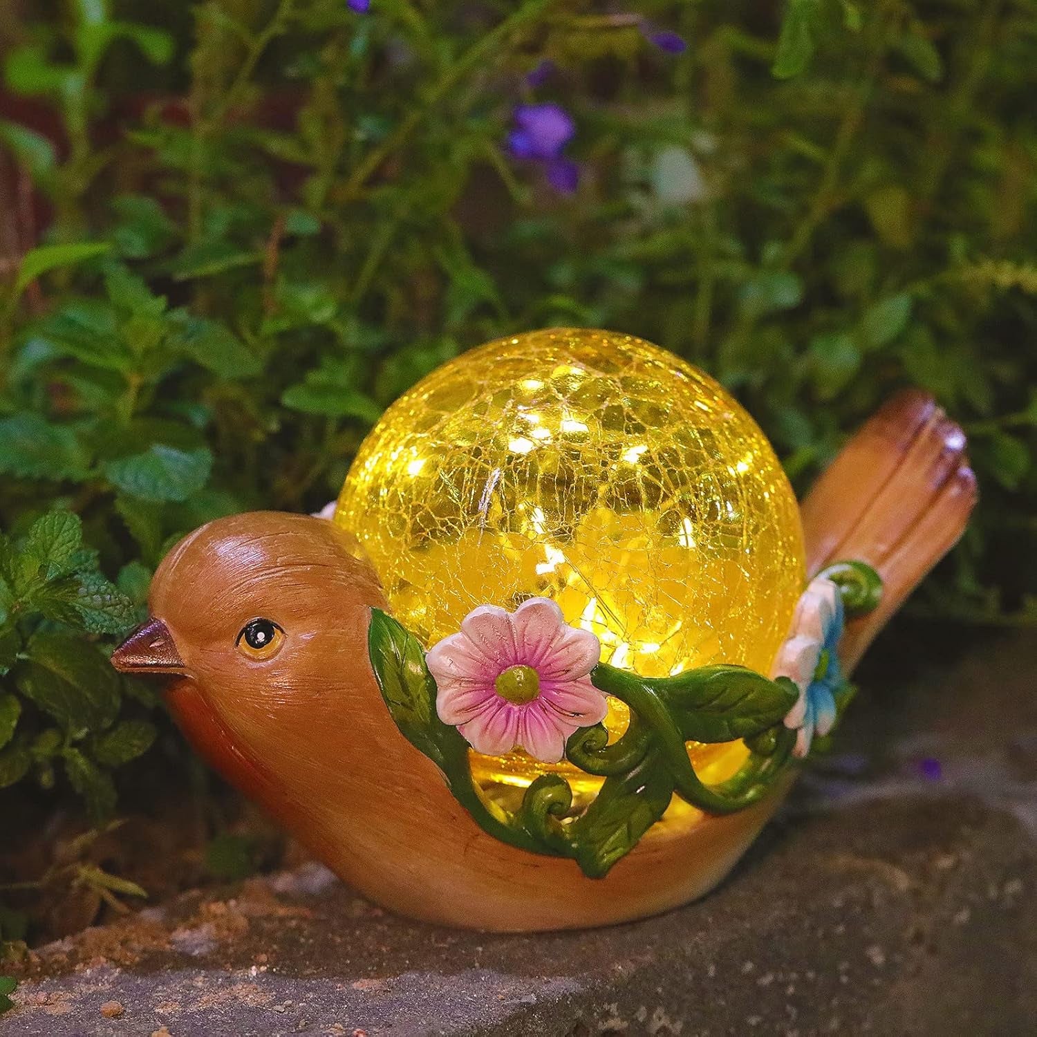 Garden Bird Atue, Garden Bird Sculptures with Solar LED Lights for Artiic Deration of Outdoor Sidewalks, Patios, and Lawns