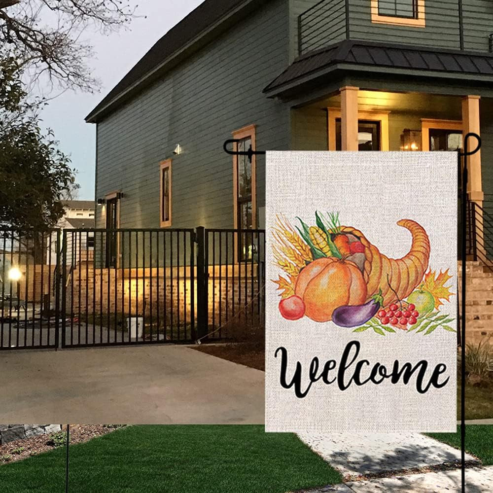 Garden Decor Thanksgiving Garden Flag Outdoor Decor 18.9X12.8 Inch Welcome Home Yard Sign Garden Flags