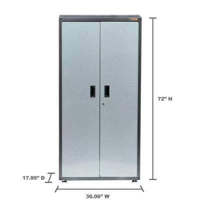 Ready-To-Assemble Steel Freestanding Garage Cabinet in Silver Tread (36 In. W X 72 In. H X 18 In. D)