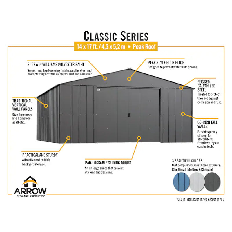 14-Ft X 17-Ft Classic Galvanized Steel Storage Shed