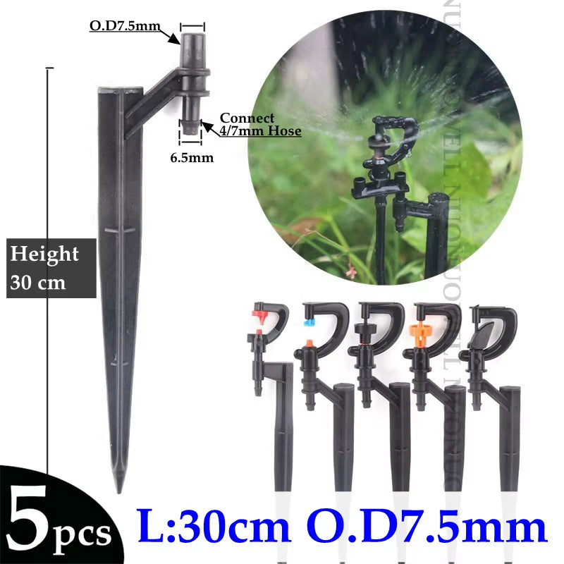 5Pcs Length:13~50Cm O.D6Mm 7.5Mm Irrigation Sprinkler Nozzle Support Spike Watering Sprinklers Stakes Garden Water Connectors