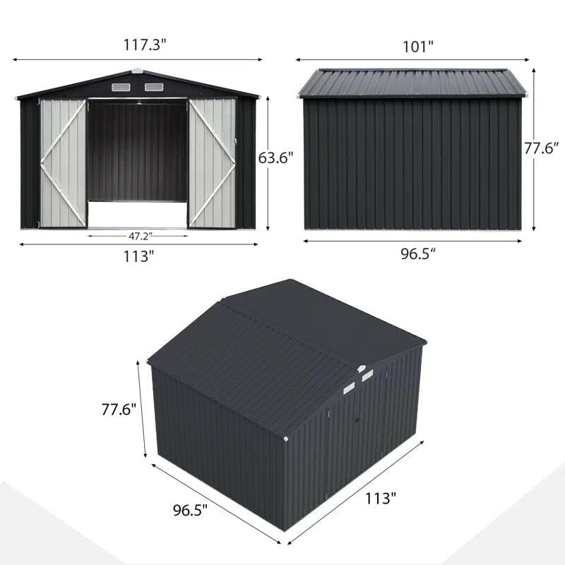 10 Ft. W X 8 Ft. D Metal Storage Shed