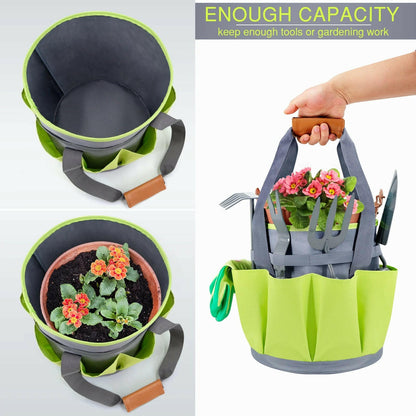 Garden Tools Set, 9PCS Include Trowel Set, Large Garden Tote Bag, Garden Gloves and Pruner, Gardening Gifts for Women Men