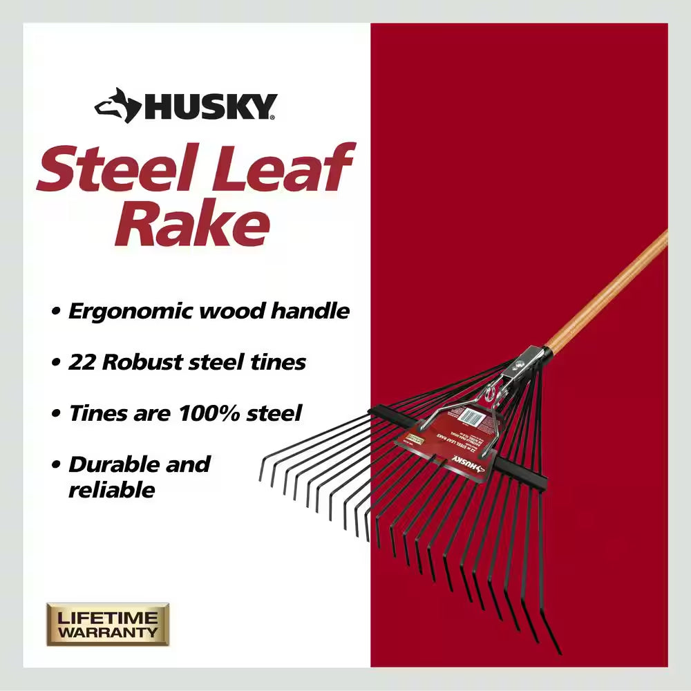 53 In. Long Wood Handle 22 In. Steel Leaf Rake