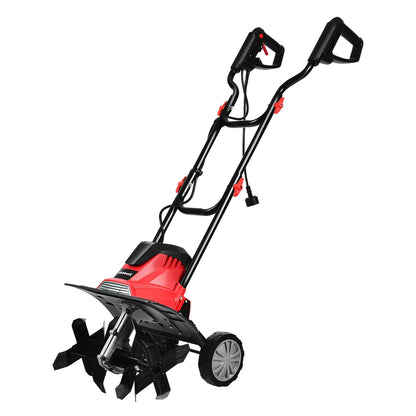 17-Inch 13.5 Amp Corded Electric Tiller and Cultivator 9'' Tilling Depth Red