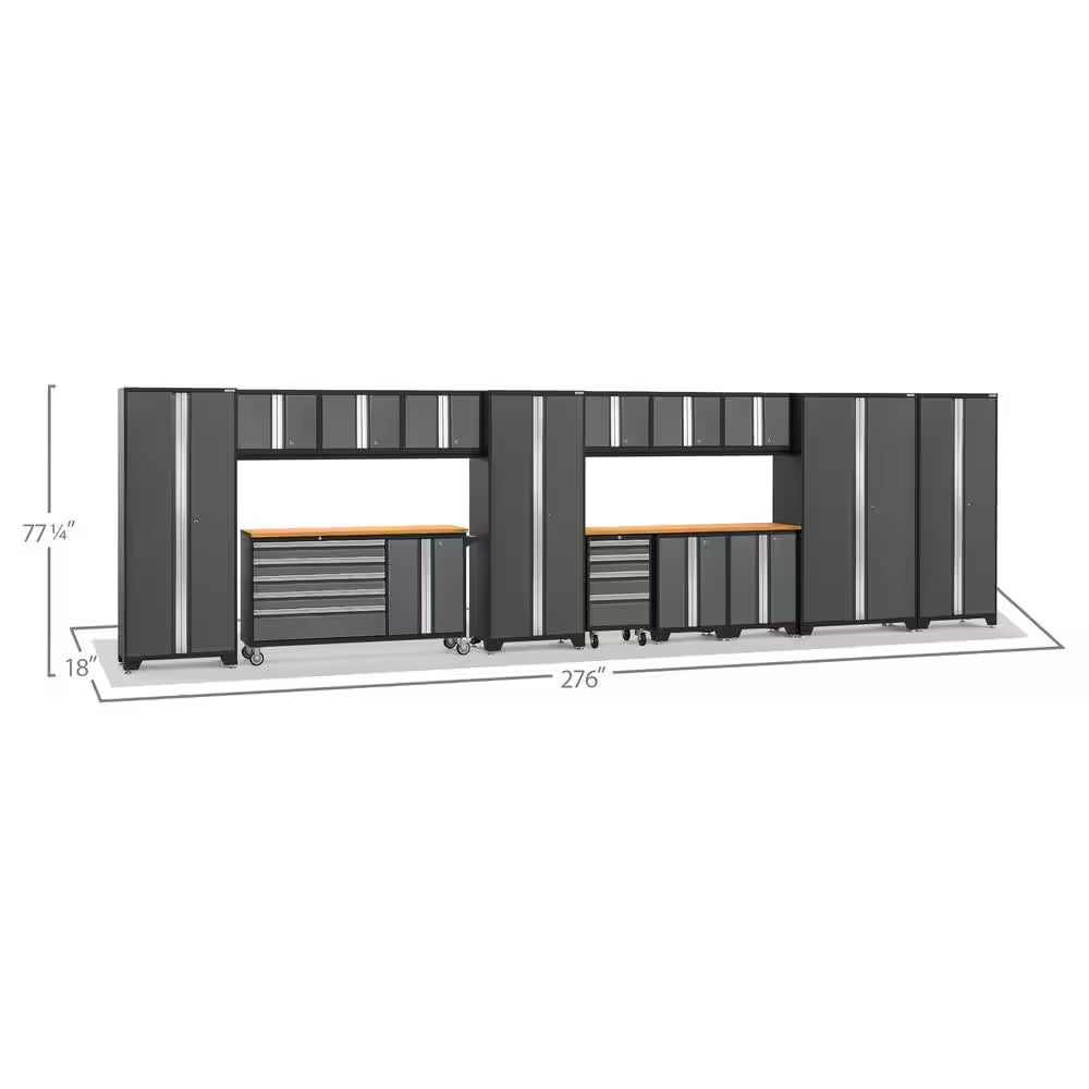 Bold Series 15-Piece 24-Gauge Steel Garage Storage System in Charcoal Gray (276 In. W X 77 In. H X 18 In. D)