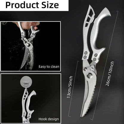 Chicken Bone Kitchen Scissors Kitchen Shears Duck Fish Cutter 4Cr13 Stainless Steel Scissors Scale Clean Cook Scissors Knife