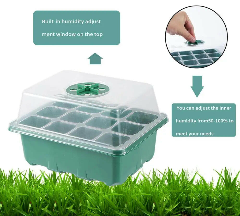 Gardening 12 Cell Cultivation Box with Breathable Clear Cover Growing Light Vegetable Succulent Seedling Germination Nursery Pot