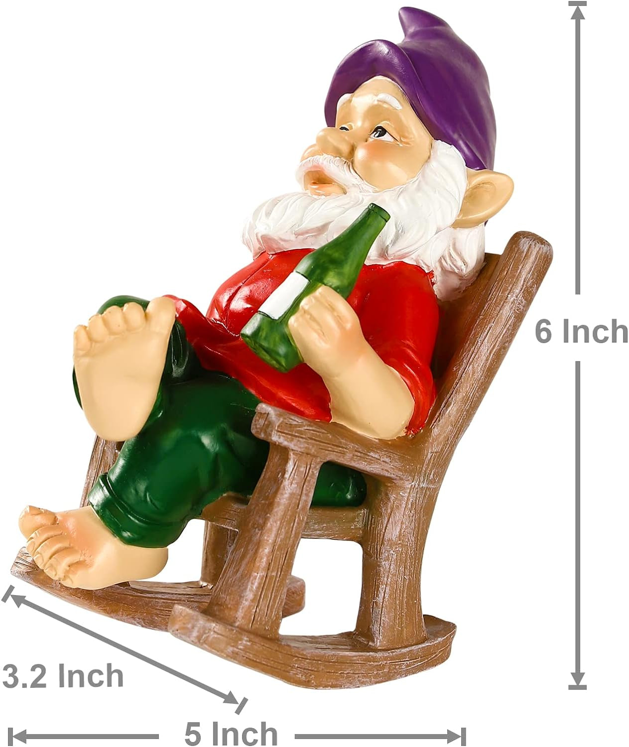 Gnomes Garden Decorations (6 Inch) Funy Resin Gnome for Yard/Garden,Outdoor Decor for Garden,Garden Statue,Gardening Gifts, (Rocking Chair)