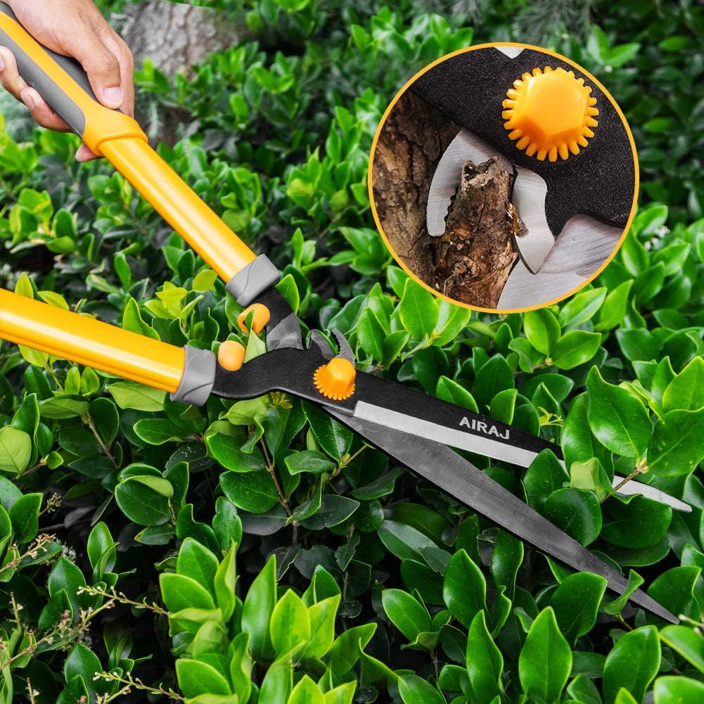 3Pcs Professional Hedge Lopper Set,27" Tree Loppers,24'' Heavy Duty Hedge Shears and 7.5'' Cut Easy Hand Pruners,The Best Choice for Garden Tools.