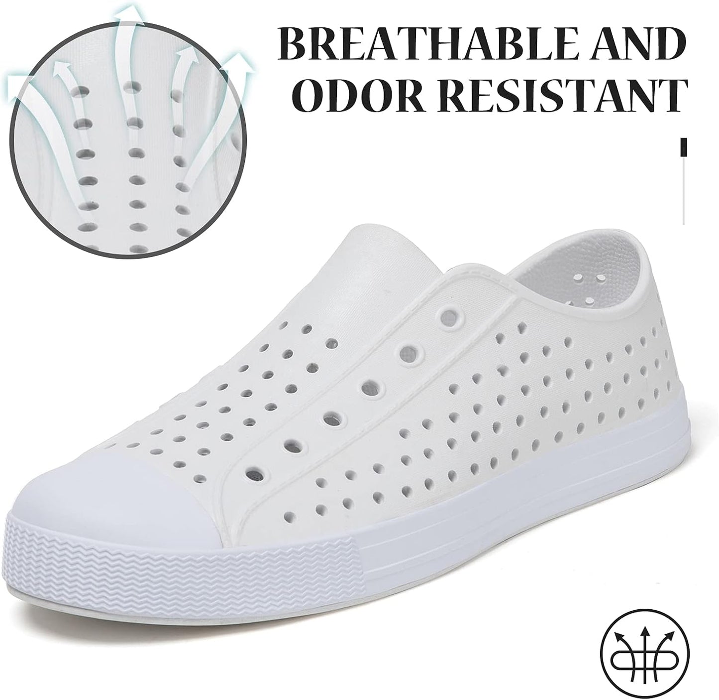 Mens Womens Fashion Breathable Beach Sneakers Shoes Lightweight Quick Dry Garden Clogs Slip on Beach Sandals for Indoor Outdoor White 13.5 Women/11.5 Men