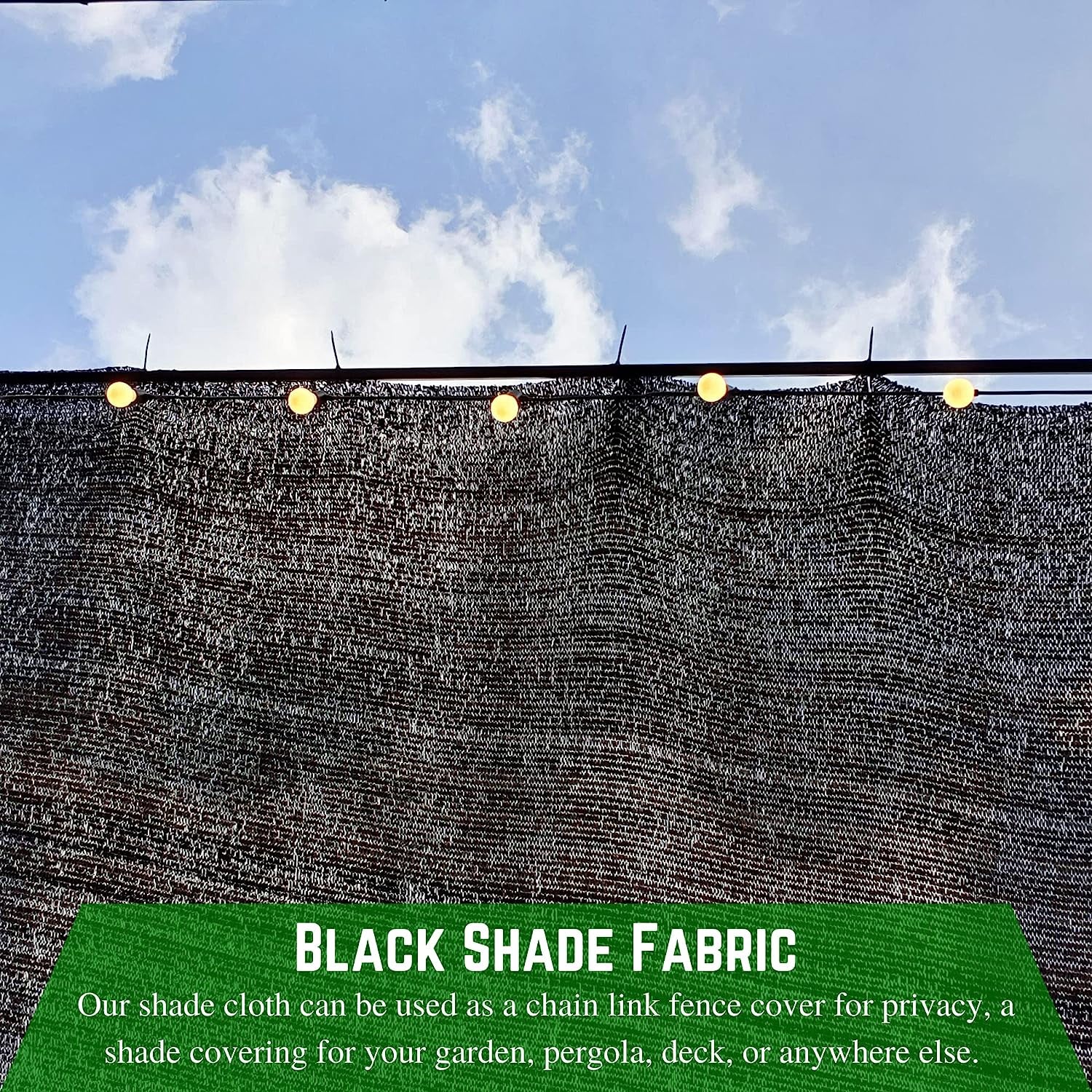 - Black Shade Cloth - 65% - (12' X 50') - Mesh Fabric for Fence Privacy Screen, Garden Shade, Mesh Fence Screening, Shade Cloth Rolls, Wind Screen