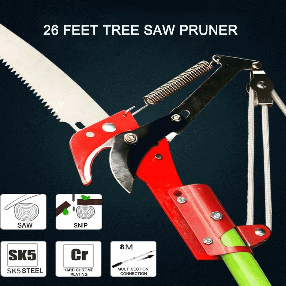 26 Feet Tree Pole Pruner Detachable Manual Branches Trimmer Garden Tools