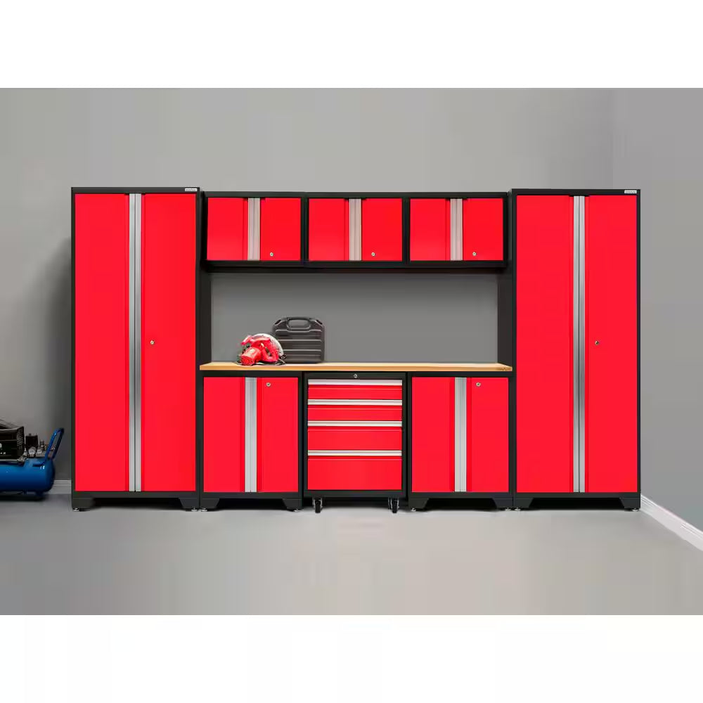 Bold Series 9-Piece 24-Gauge Steel Garage Storage System in Deep Red (132 In. W X 76.75 In. H X 18 In. D)