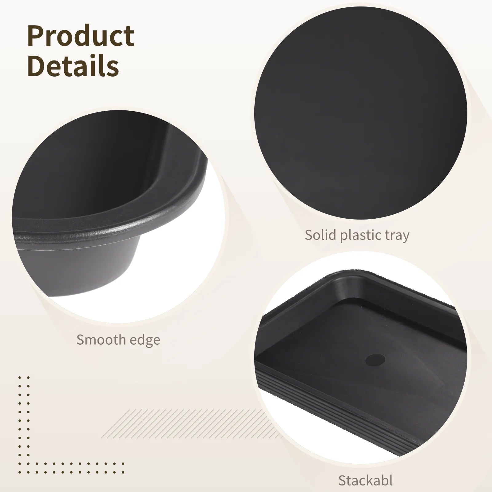 5 PCS Plastic Plant Drip Trays for Planters, Black Saucers Pots Trays, 15.7 X 5.9 X 0.7 Inches Rectangular Saucer Pans for Indoors Outdoors