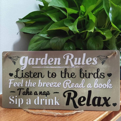 Garden Sign Rules for Garden Room Garden Shed Novelty Hanging Plaque