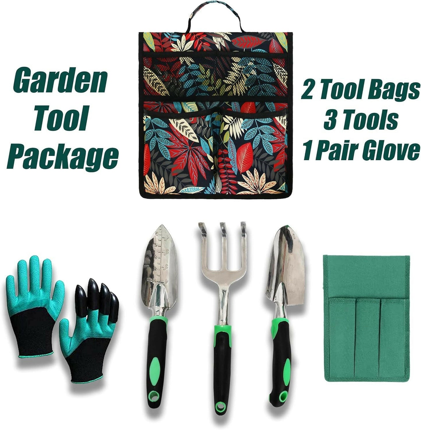 Garden Kneeler and Seat Upgraded Foldable Garden Bench Stool Garden Kneeling Pad Garden Tool Set, Large Printed Tool Bags, 1 Pair of Garden Gloves