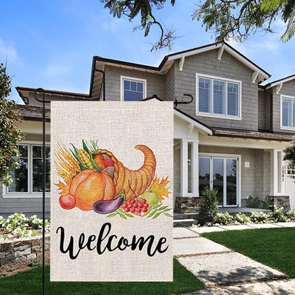 Garden Decor Thanksgiving Garden Flag Outdoor Decor 18.9X12.8 Inch Welcome Home Yard Sign Garden Flags